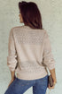 Eyelet Pattern Detail V Neck Drop Shoulder Sweater